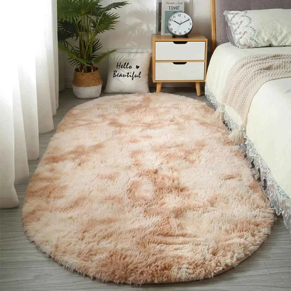 VIKAMA Soft Bedside Carpet Oval Carpet Girl Rug For Bedroom  Carpet For Live Room Winter Warm Floor Mat Doormat Home Decoration
