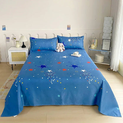 Red Floral Printed Flat Bed Sheet | Single-King