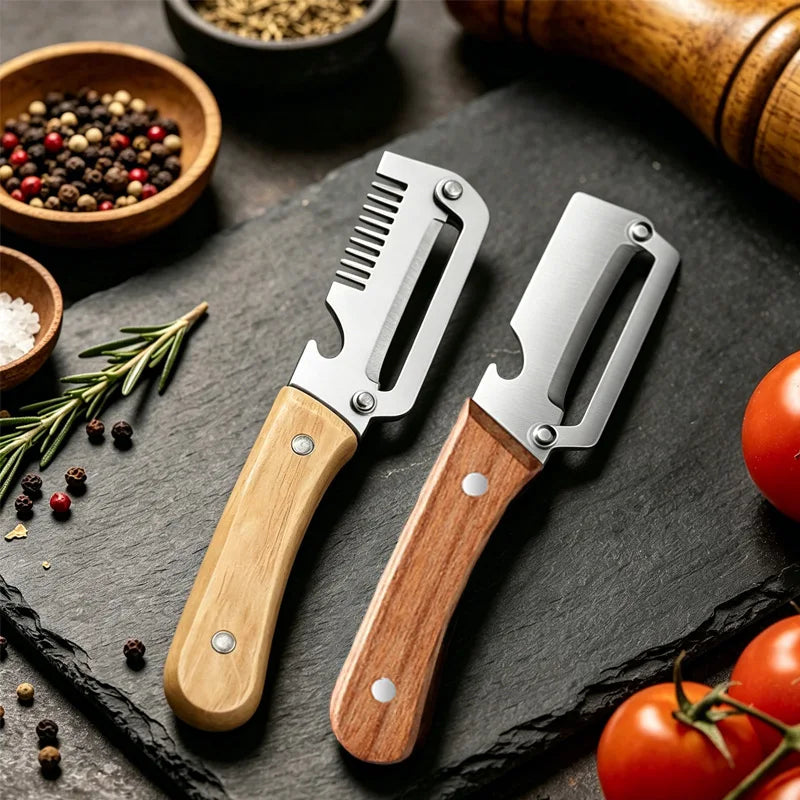 Stainless Steel Vegetable Peeler with Wooden Handle for Fruit and Vegetable Peeling and Slicing