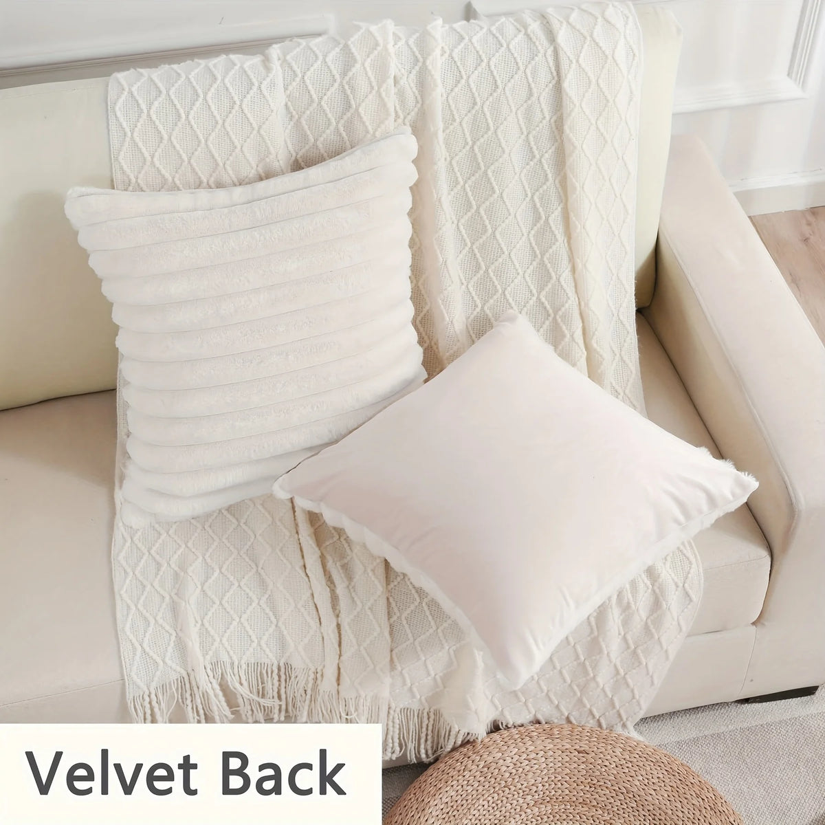 Striped Corduroy Pillow Case, Gray, Multi-Room Use