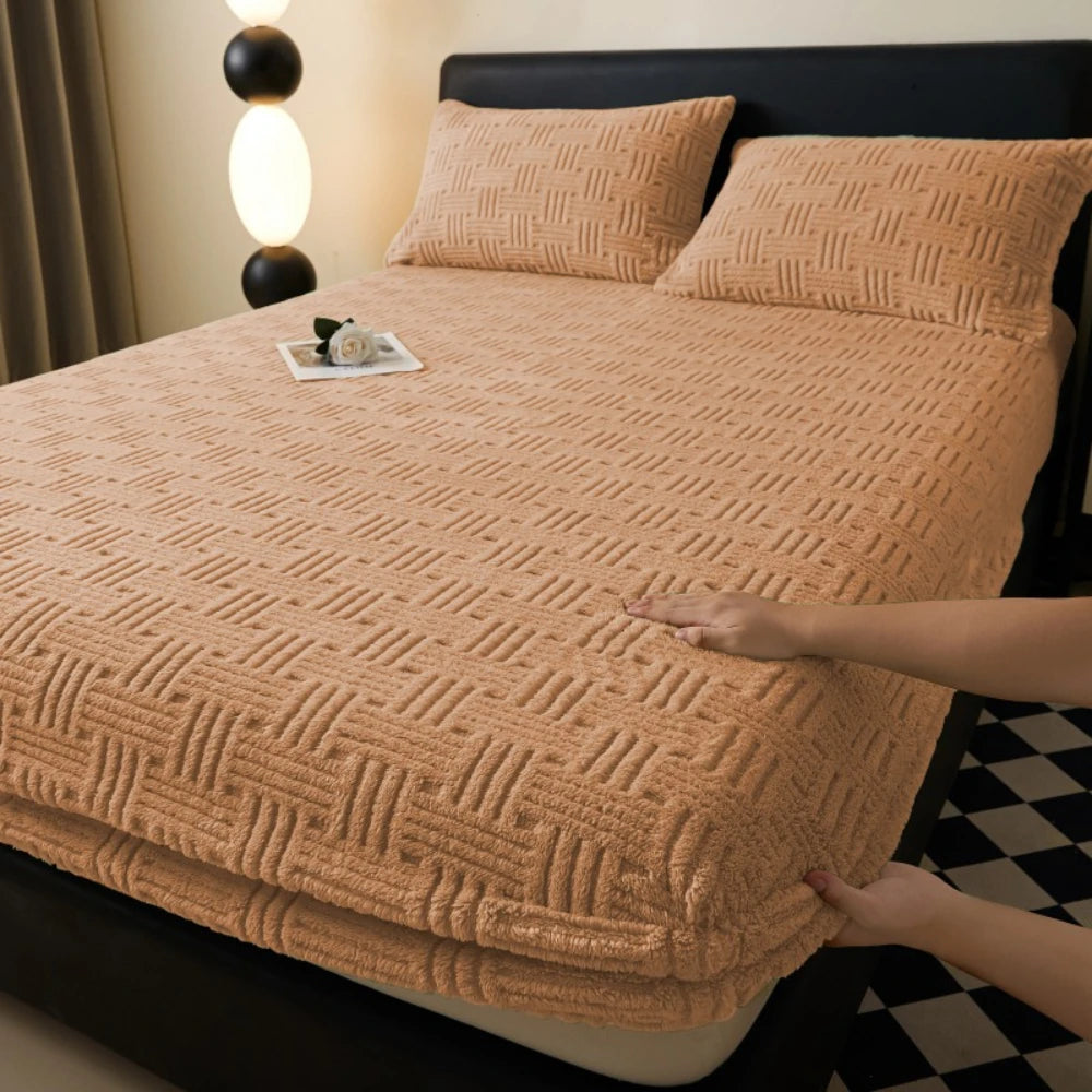 Waffle Cross Stripe Fitted Sheet, Deep Pocket, Soft