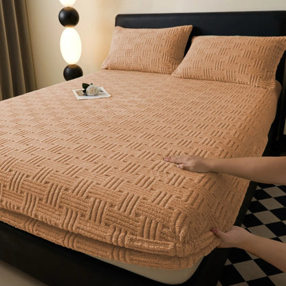 Waffle Cross Stripe Fitted Sheet, Deep Pocket, Soft