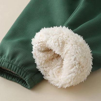 Autumn And Winter Children's Plush Warm Sports Casual Pants For Boys And Girls Solid Color Fashion Thick Windproof Harun Pants