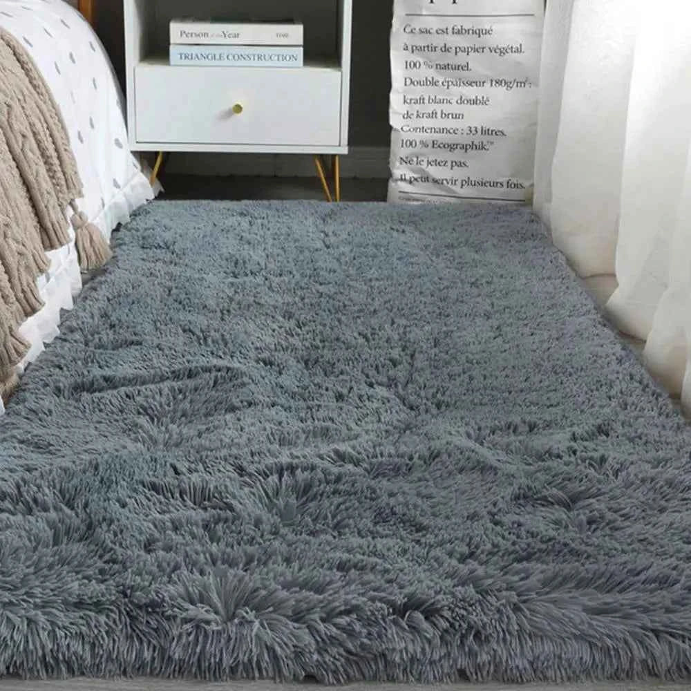 Machine Washable Upgrade Rugs for Bedroom, Grey, Fluffy Shaggy Soft Area Rug, Gray Non-Slip Indoor Floor Carpet for everywhere