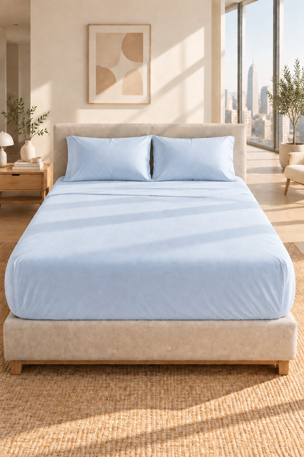 Cotton Fitted Bed Sheet with Elastic | Solid Colors