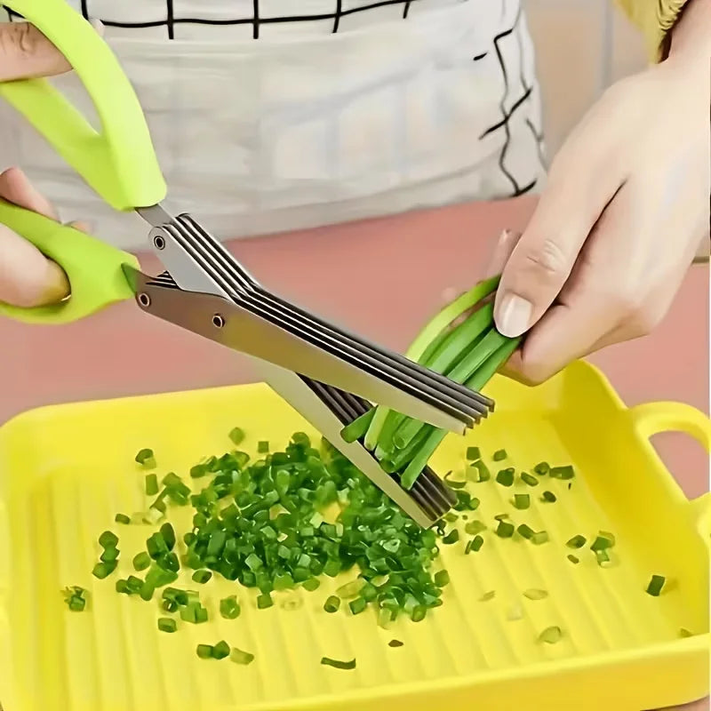 Multi-Layer Stainless Steel Kitchen Scissors for Scallion, Herb and Vegetable Cutting