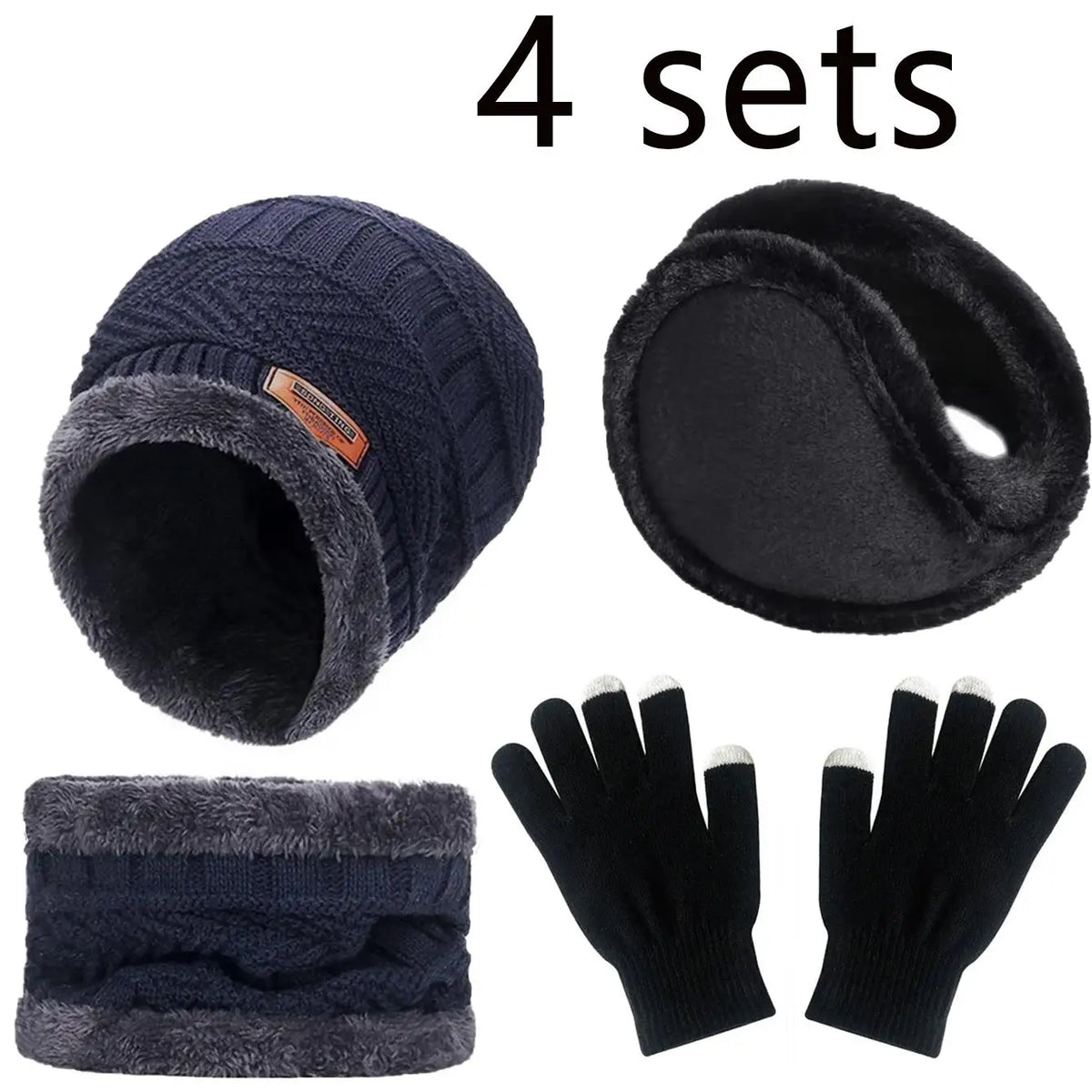 2/4pcs sets Winter Warm Velvet men Hat Scarf Gloves Set For men and women Girls Outdoor Riding Hat Beanies Neck Protection Scarf