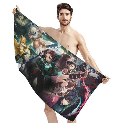 Bathing Towels Demon Slayer Nezuko Kamado Printing Anime Home Decor Textile Comfortable Summer Beach Towel Toalhas De Banho