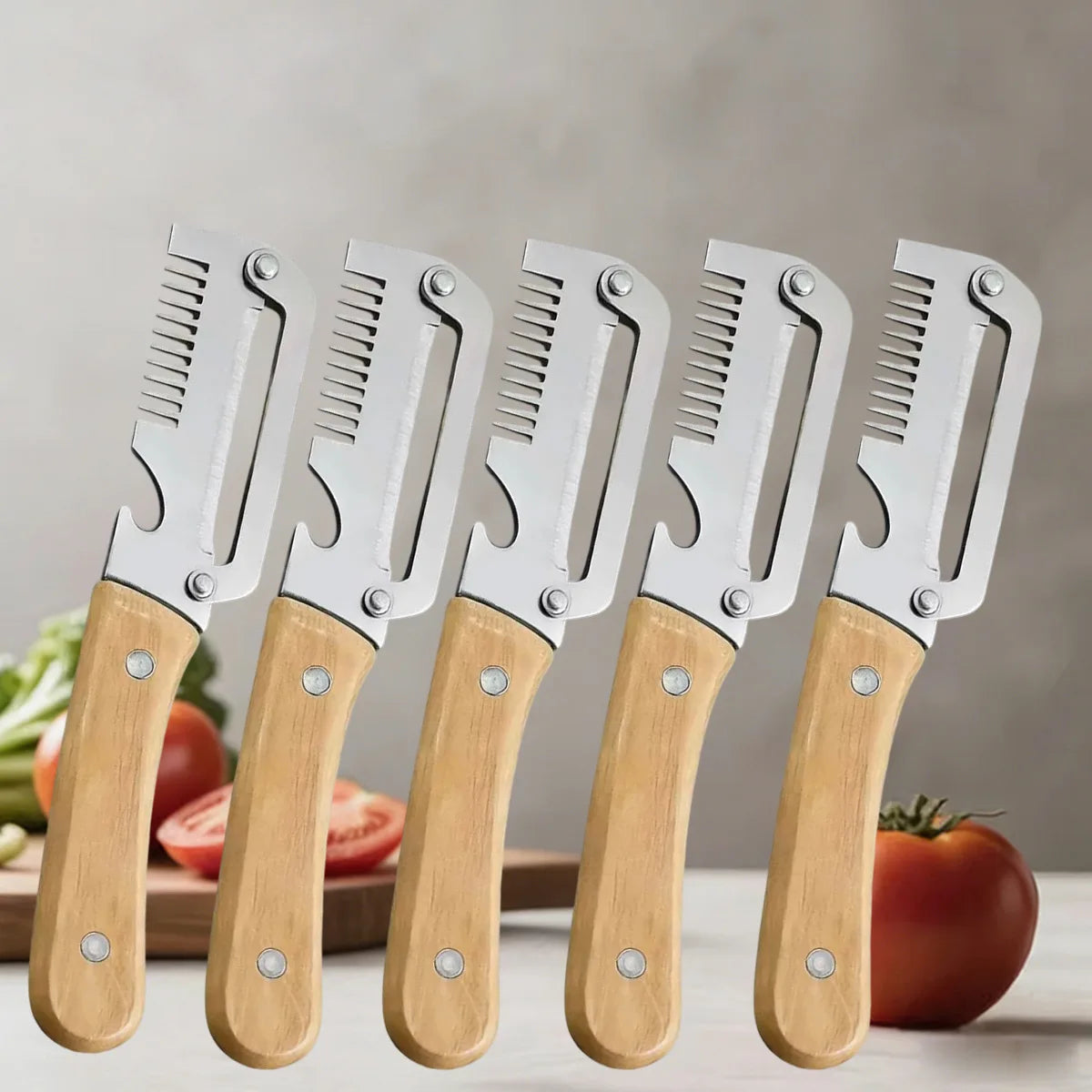 Stainless Steel Vegetable Peeler with Wooden Handle for Fruit and Vegetable Peeling and Slicing