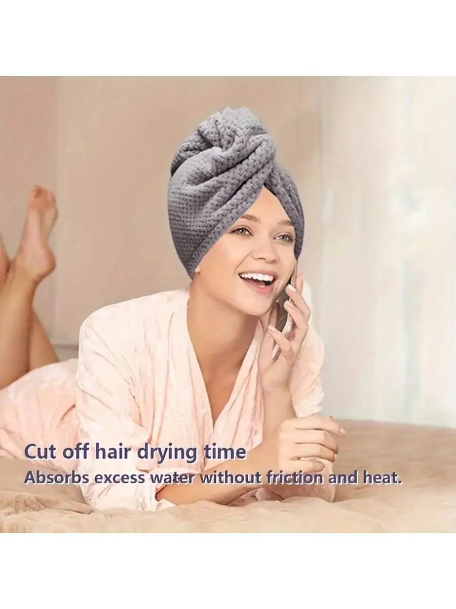 Solid color hair towel Textured dry hair cap 9.8 "X 25.5" absorbent hair