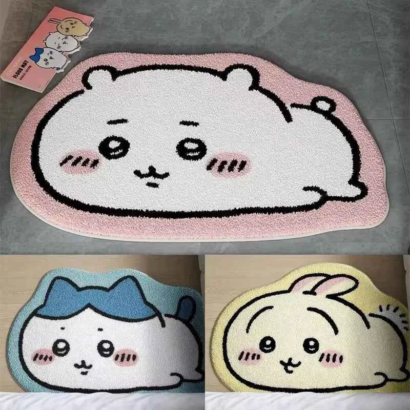Hot Chiikawa Cartoon Rug Anime Hachiware Usagi Plush Floor Mat Bathroom Non-Slip Carpet Car Cushion Soft Living Room Decor Gifts