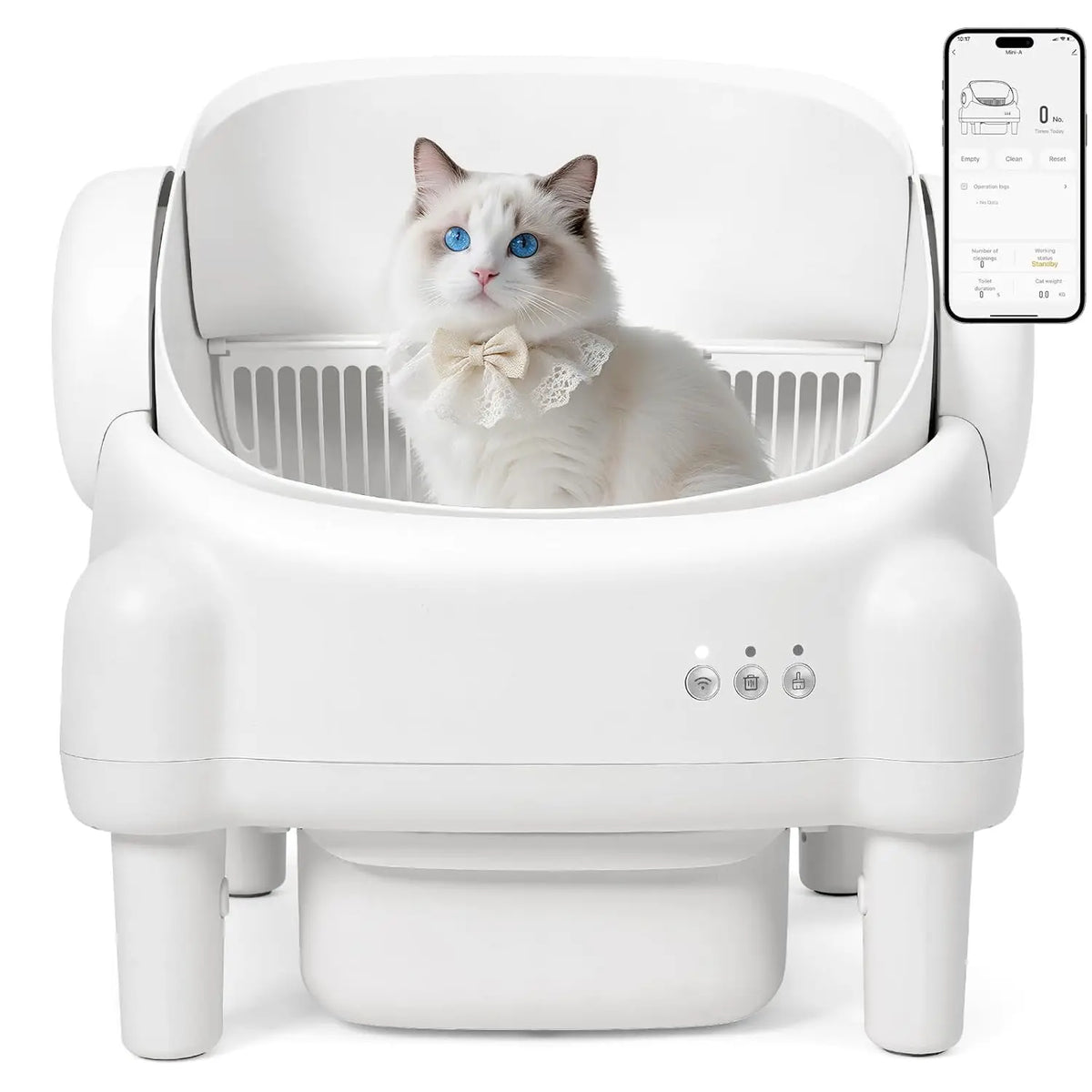 Open-Top Automatic Self-Cleaning Cat Litter Box with App Control