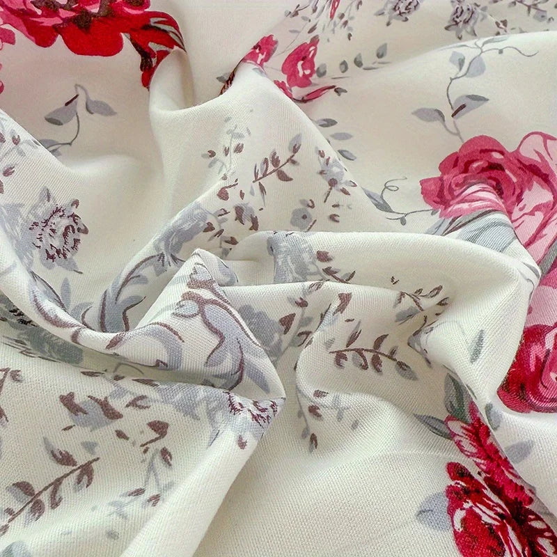 Floral Printed Flat Bed Sheet | Single, Queen, King
