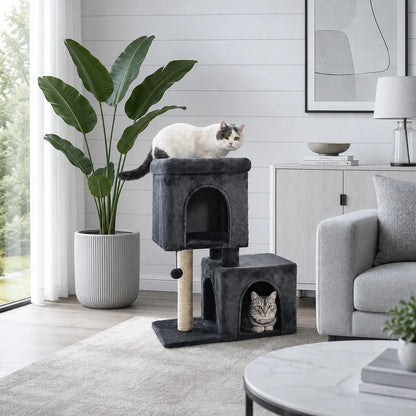 30-Inch Cat Tree with Condos & Sisal Scratching Post