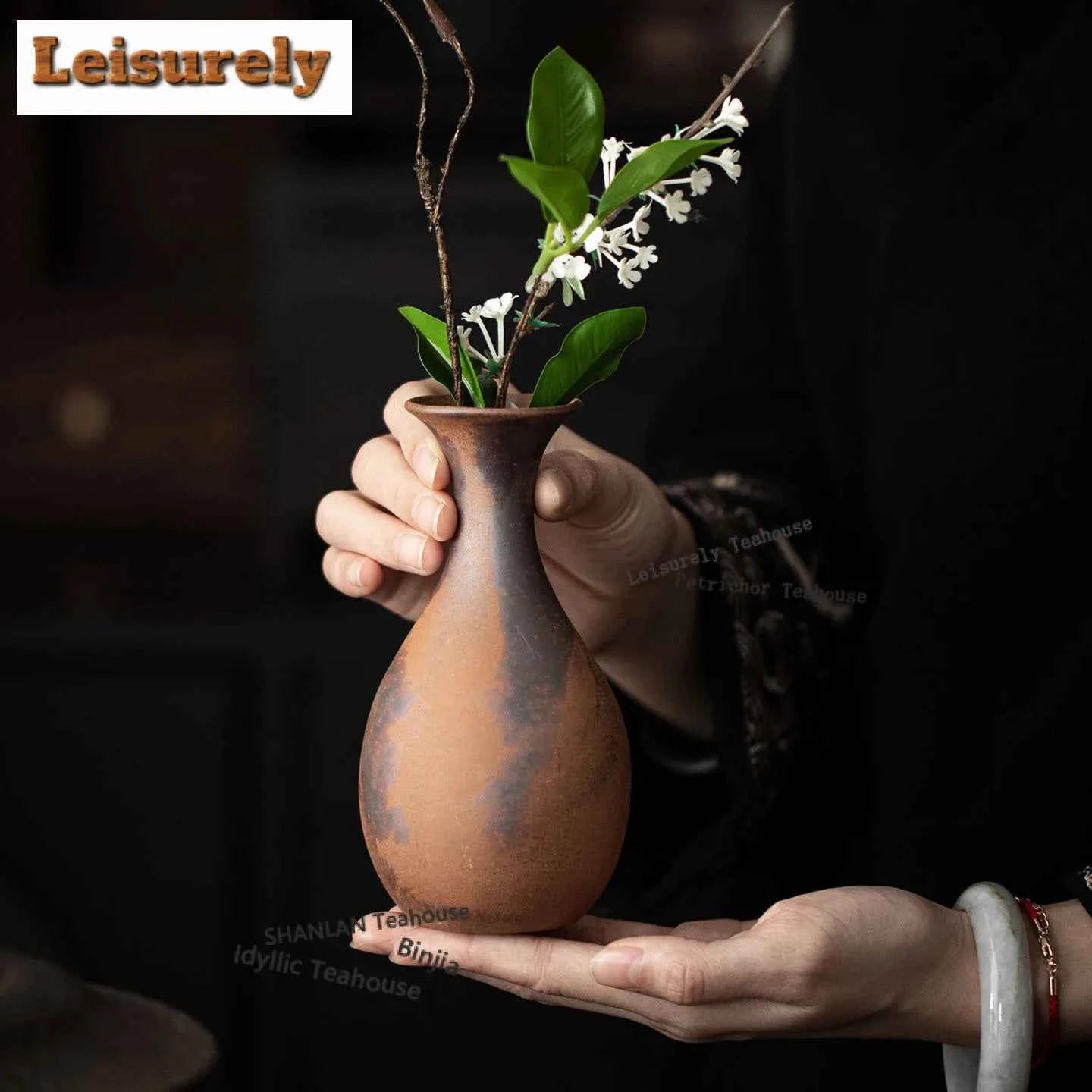 Old Rock Clay Vase Ancient Flower Basket Ornaments For Home Plant Pot Household Flowerpot Chinese Tea Set Accessories Supplies