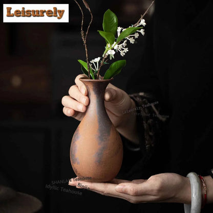 Old Rock Clay Vase Ancient Flower Basket Ornaments For Home Plant Pot Household Flowerpot Chinese Tea Set Accessories Supplies