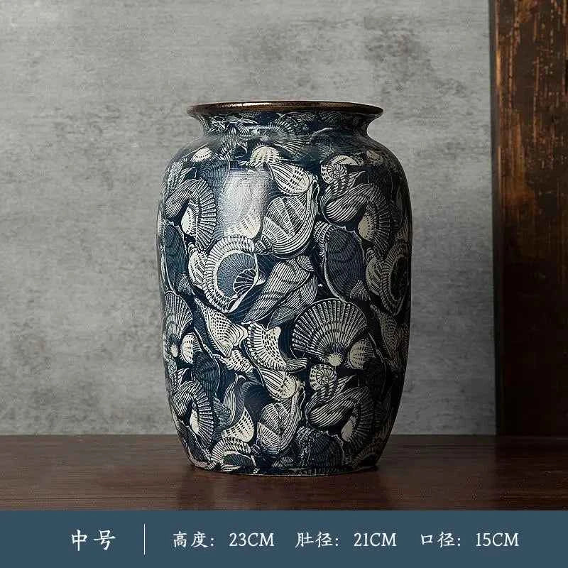New Ceramic Vase, Flower Arrangement Pottery Jar, Hotel Homestay, Light Luxury Table Decoration, Retro Art Ornament