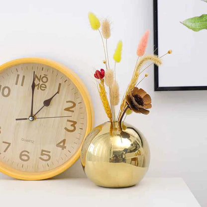European Electroplated Gold Ball Ceramic Vase Ornament Hydroponic Flower Vase Flower Arrangement Plant Table Living Room Decor