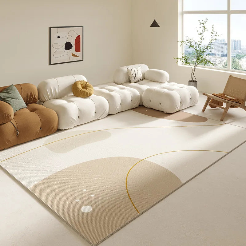 VIKAMA Simple Geometric Line Area Rug – Non-Slip Soft Flannel Carpet for Living Room & Bedroom
