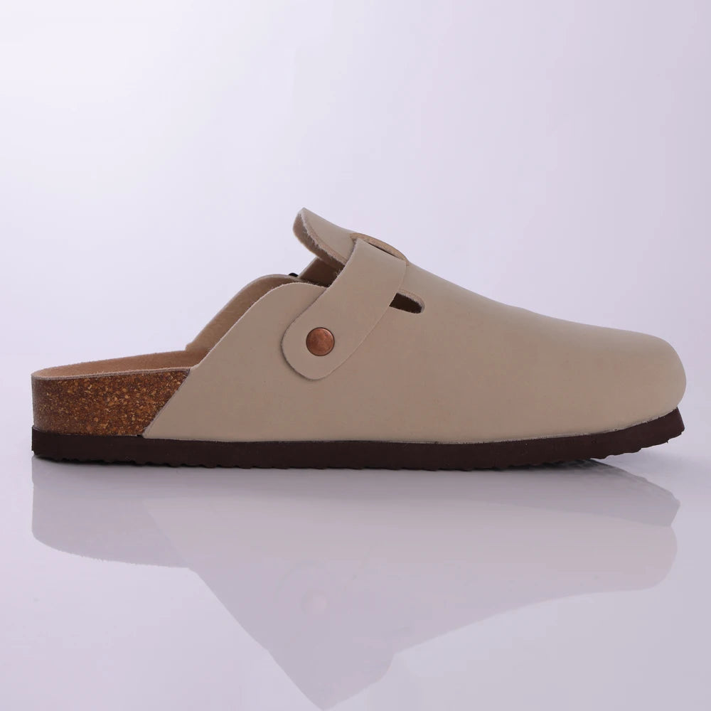 Men’s Suede Clogs — Soft Leather Cork Sandals with Arch Support