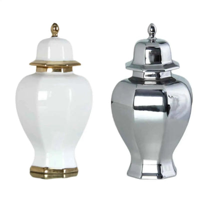 Ceramic Vase Modern Ceramic Ginger Jar with Lid for Shop Window Bedroom Cafe
