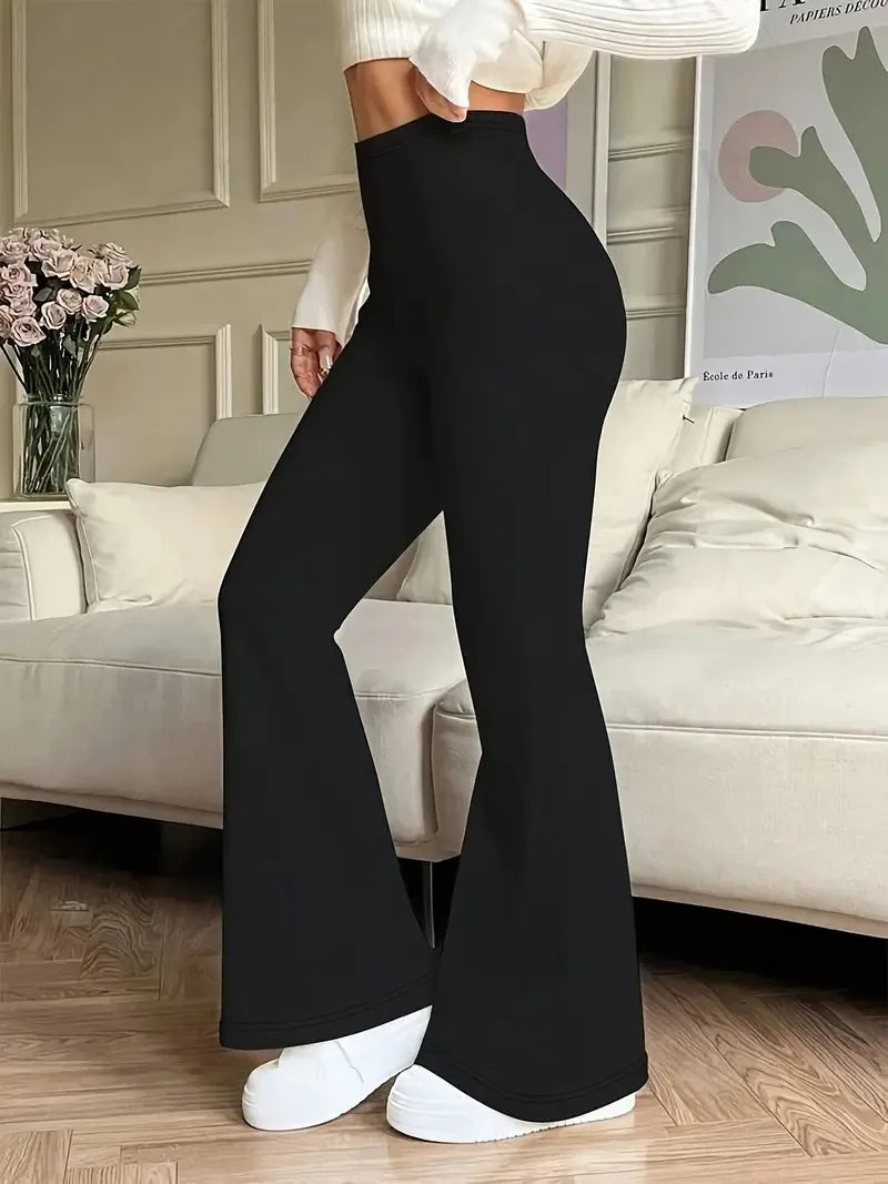 Women's High-Waisted Yoga Flared Pants — Stretchy Fitness Leggings