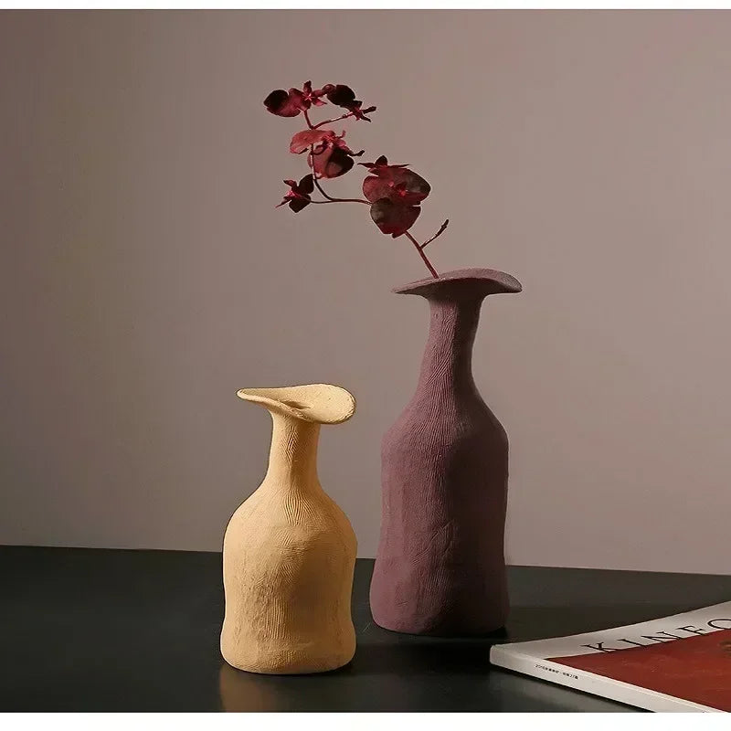 Nordic Handmade Ceramic Vase Textural Design for Modern Luxury Flower Vase Home Decor Elegant Decoration for Living Room Office