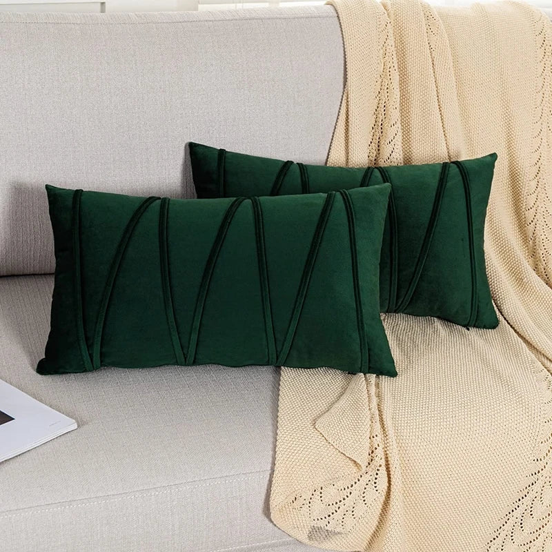 Set of 2 Decorative Green Throw Pillow Covers Soft Solid Velvet Pillow Covers Cushion Case for Sofa Bedroom подушки декоративные