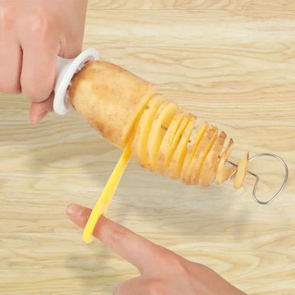Spiral Potato Cutter with 4 Stainless Steel Sticks Manual Twisted Potato Slicer Reusable Potato Twister Kitchen Gadgets