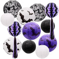 12 Pack Halloween Paper Lantern Pumpkin Set, Black Orange