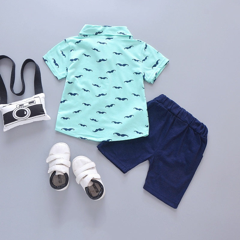 Printed Short-Sleeve Shirt & Shorts Suit for Boys