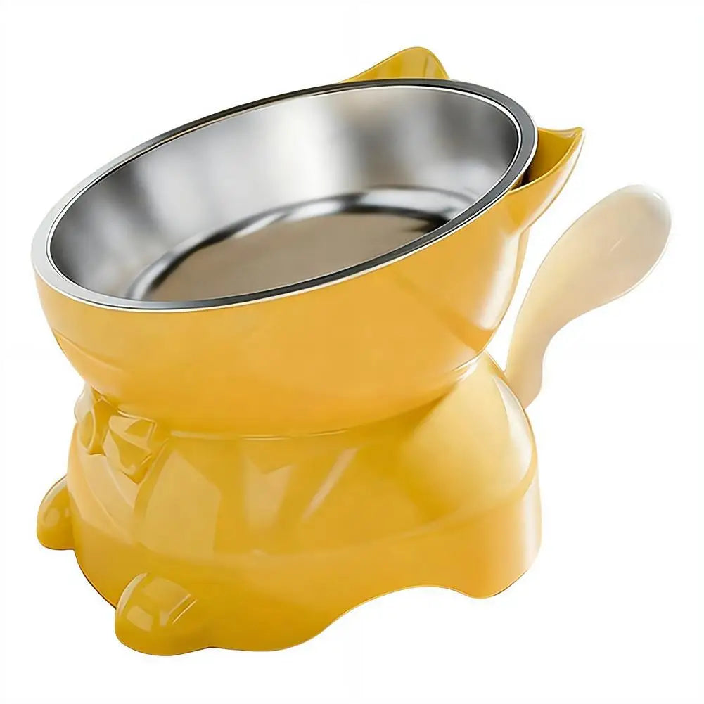 Elevated Stainless Steel Cat Bowl with Ear-Shaped Stand