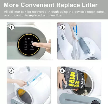 Self-Cleaning Cat Litter Box 65L — App Control, UV Sterilization & Auto Deodorization