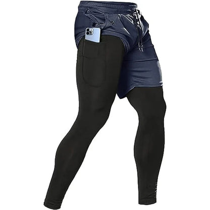 Men's Sport Pants 2 in1 Training Athletic Tracksuits Sportswear Workout Male Jogging Trousers Gym Fitness Running Pants Men