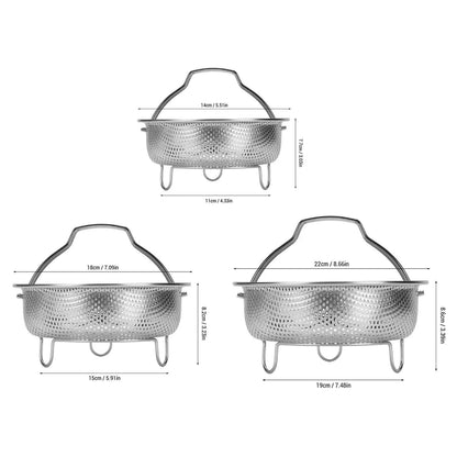 Stainless Steel Steam Basket With Foldable Handle Colander Steam Insert For Oven Electric Rice Cooker Pot Fryers Cookware