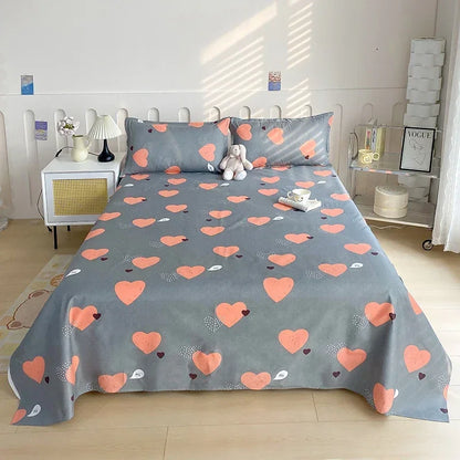 Red Floral Printed Flat Bed Sheet | Single-King