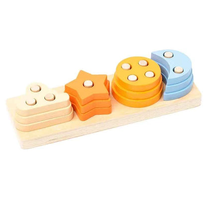 Montessori Toy Wooden Building Blocks Early Learning Educational Toys Color Shape Match Kids Puzzle Toys For Children Boys Girls