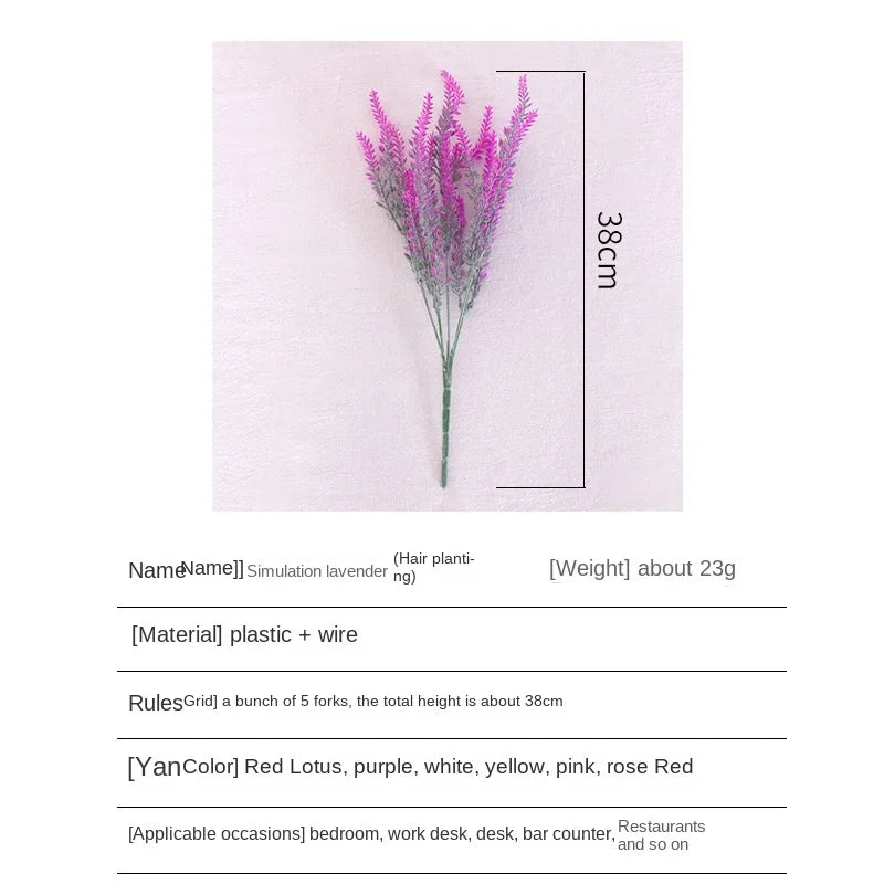 5 fork Artificial Flocking Lavender Plant wedding home decoration Artificial Fake Flower Wheat Plant Decoration Flower