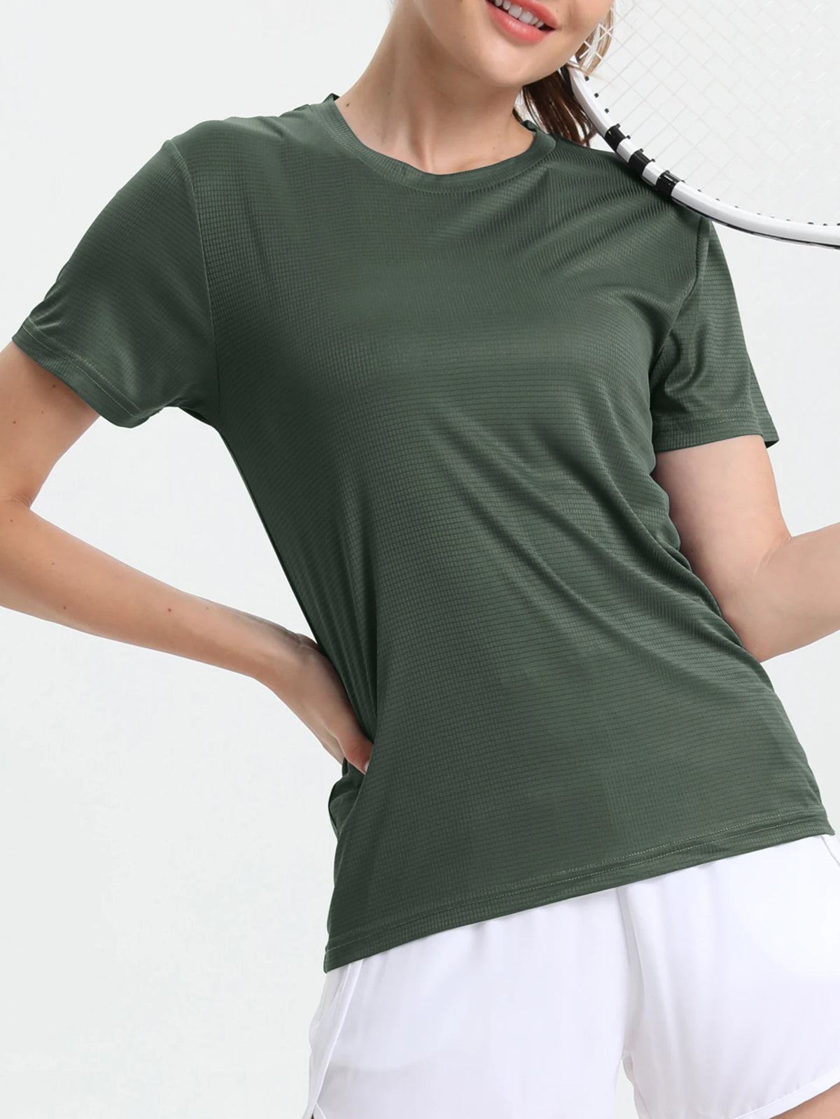Women's Solid Color Ultralight Quick Dry Sport T-Shirt,Breathable Lightweight ,Running Gym Compression Shirt