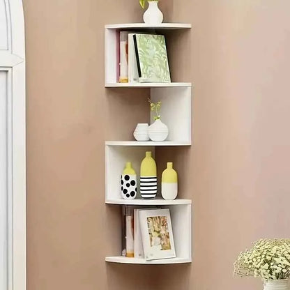 5-Tier Corner Shelf - Space Saving Wall Mount Organizer for Bathroom, Kitchen, Office & More, White