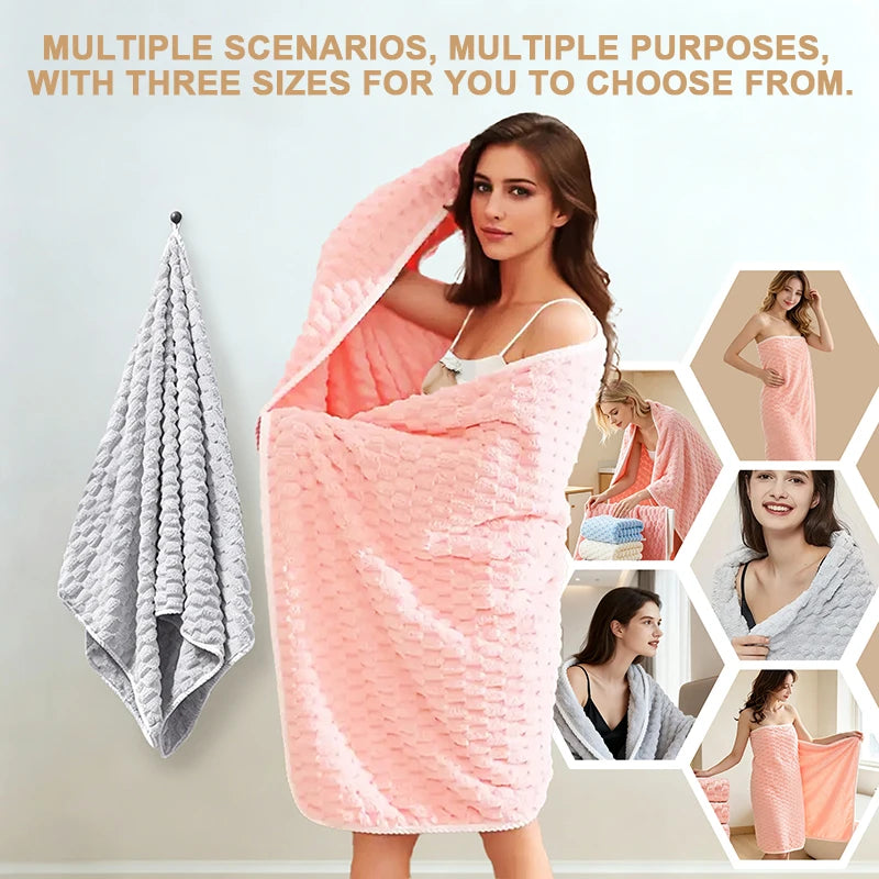 Coral Velvet Bath Towel, Thick Quick-Dry Microfiber