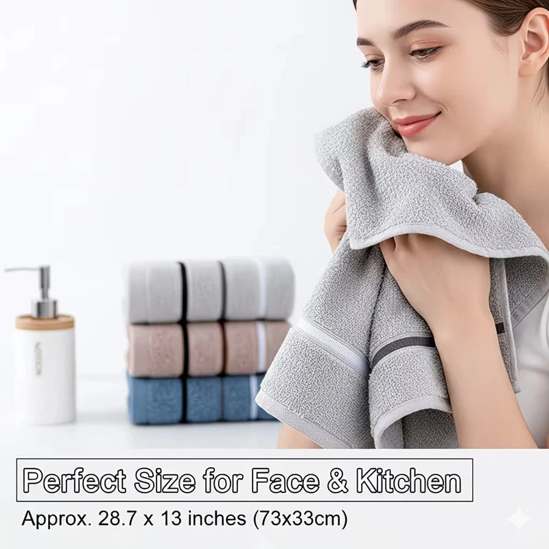Premium Soft Absorbent Bath & Face Towels — Multi-Color Pack