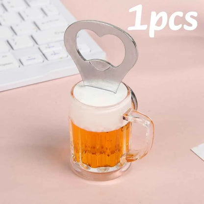 1-5PC Creative Beer Glass Shaped Soda Bottle Opener Magnetic Hanging Bottle Opener Fridge Magnets Funny Gift Home Kitchen Gadget