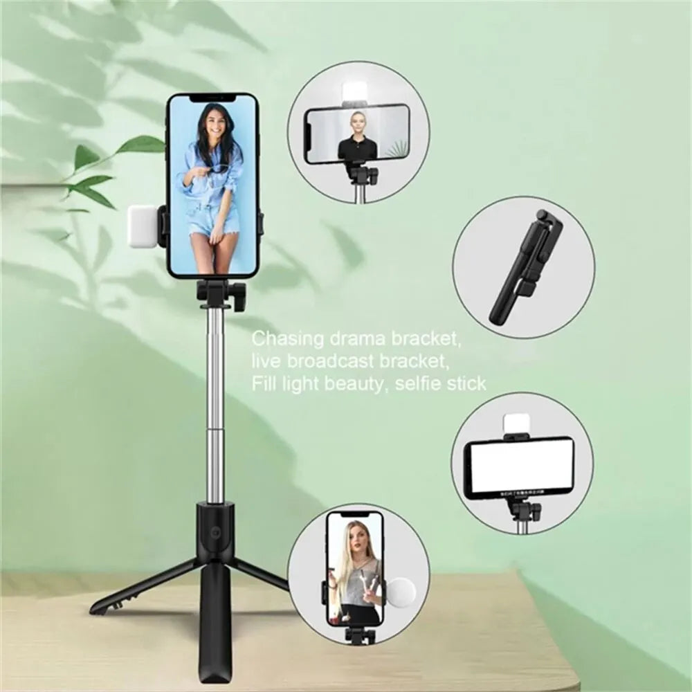 Portable Selfie Stick Tripod – Bluetooth Remote, Beauty Fill Light, 30" Extendable, Universal