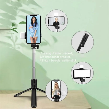 Portable Selfie Stick Tripod – Bluetooth Remote, Beauty Fill Light, 30" Extendable, Universal