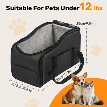 Portable Pet Car Seat with Safety Leash, Up to 12 lbs