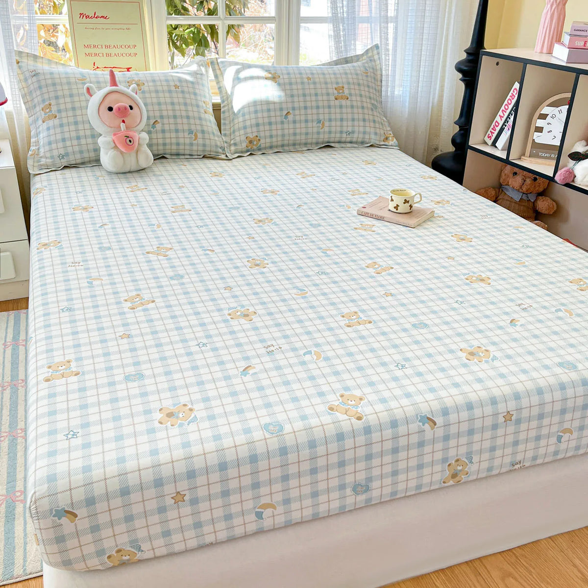 100% Cotton Cute Bear Print Bed Sheet, All Sizes