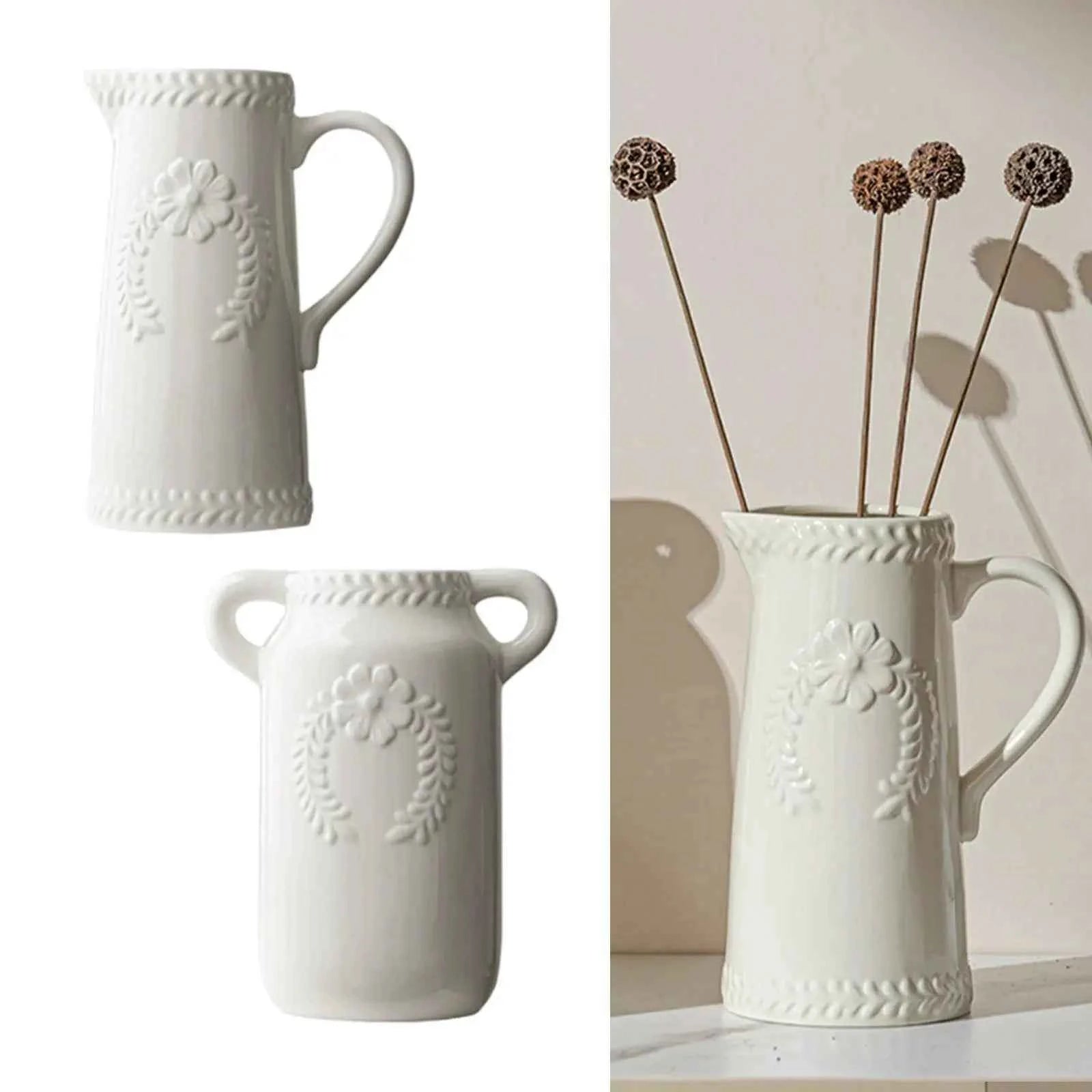 Flower Vase Bouquet Desk for Home Decor White for Mantel Wedding Living Room