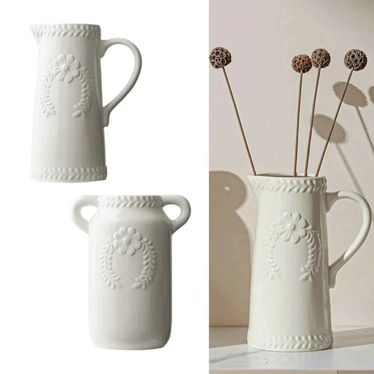 Flower Vase Bouquet Desk for Home Decor White for Mantel Wedding Living Room