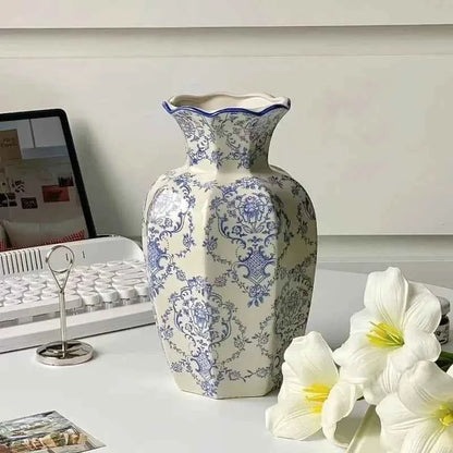 1PCS  New Chinese Hand-Painted Blue and White Porcelain Vase Arrangement Decor for Living Room Dining Room Entryway